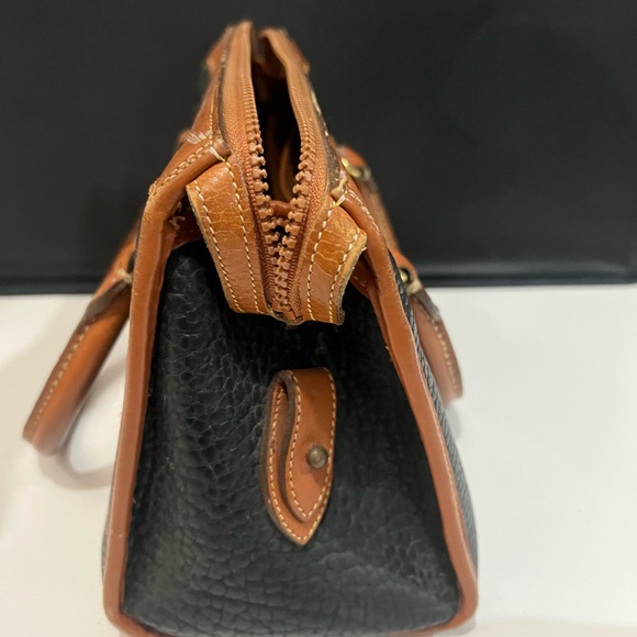 Dooney & Bourke Black Pebbled Leather Handbag with Tan Trim - Picture 3 of 5